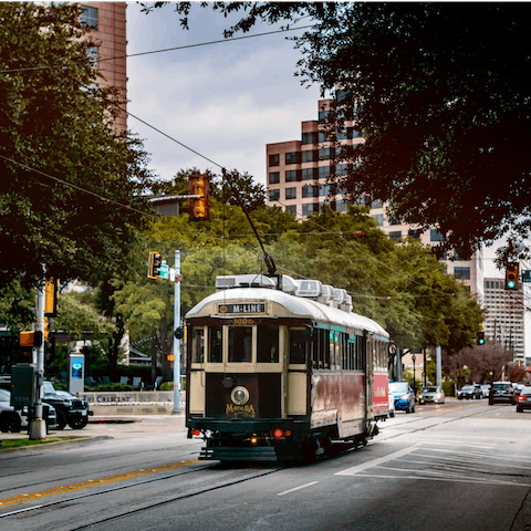 Take a trip on the Mckinney Avenue Trolley – catch it from the St Paul at Federal stop