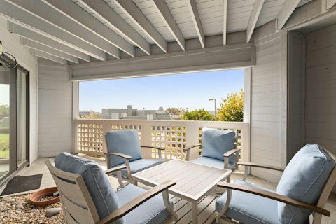 Sit out on the covered deck as the sun begins to set