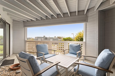 Sit out on the covered deck as the sun begins to set