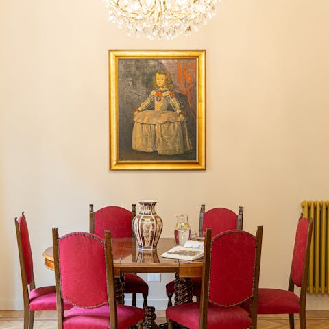 Enjoy an espresso at the dining table before heading out to explore