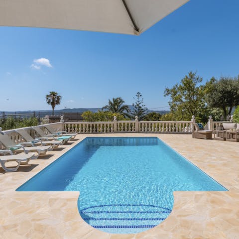 Take a relaxing dip in your private pool to cool off from the Spanish heat