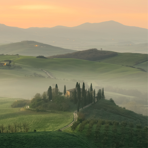 Stay amid the rolling hills of Val d’Orcia