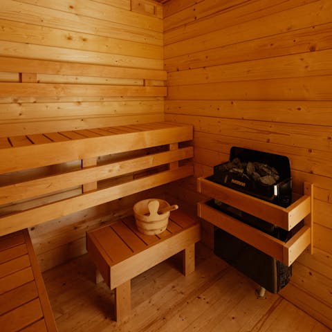 Unwind body and mind in the sauna