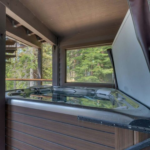 Relax in the hot tub after a day in the great outdoors