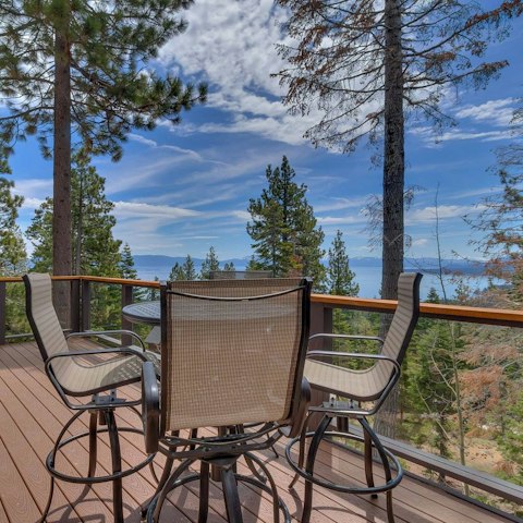 Enjoy sweeping views of the lake from the deck