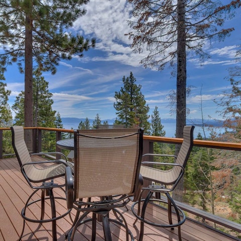Enjoy sweeping views of the lake from the deck