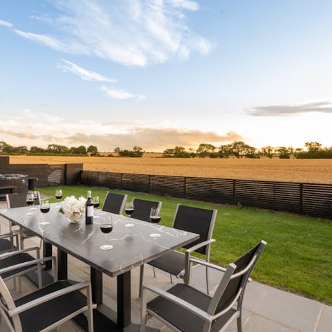 Embrace the rustic charm of the garden with delicious meals outdoors