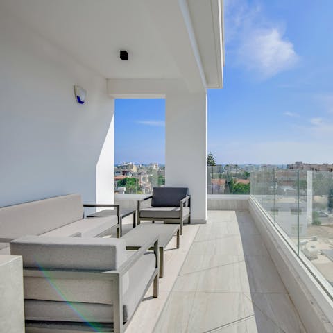 Catch glimpses of the sea from the private terrace