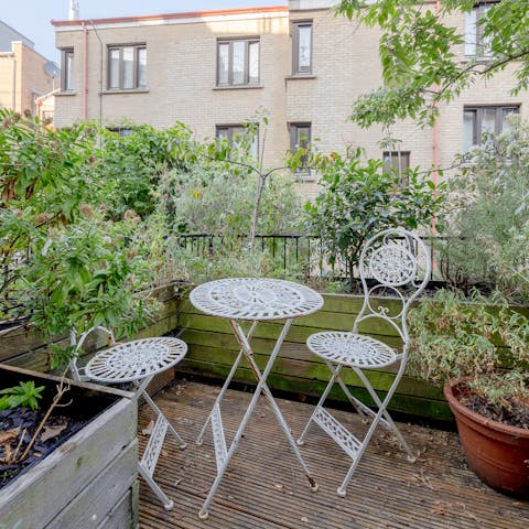 Treat yourself to a cup of tea on the tranquil outdoor terrace