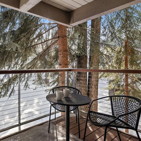 Enjoy a drink on the balcony and admire forest views