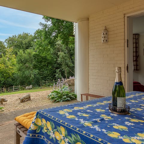 Bask in the peace and quiet on the patio, the perfect spot to savour a glass of Prosecco in the sunshine