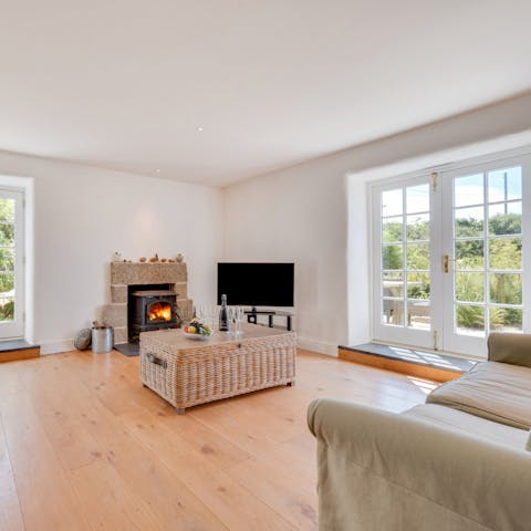 Spend chilly evenings curled up in front of the wood-burning stove