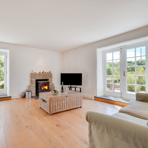 Spend chilly evenings curled up in front of the wood-burning stove