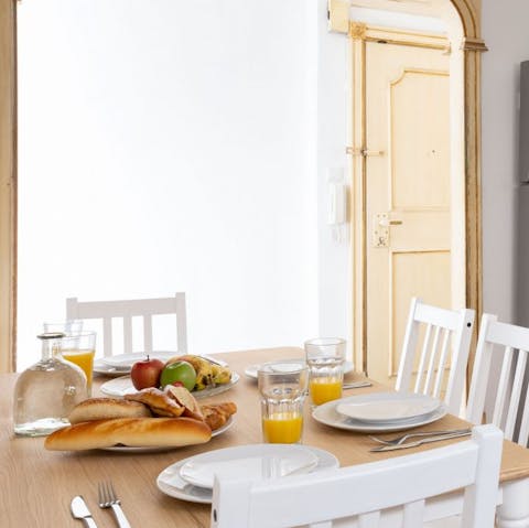 Prepare a hearty breakfast in the kitchen ahead of day of exploration