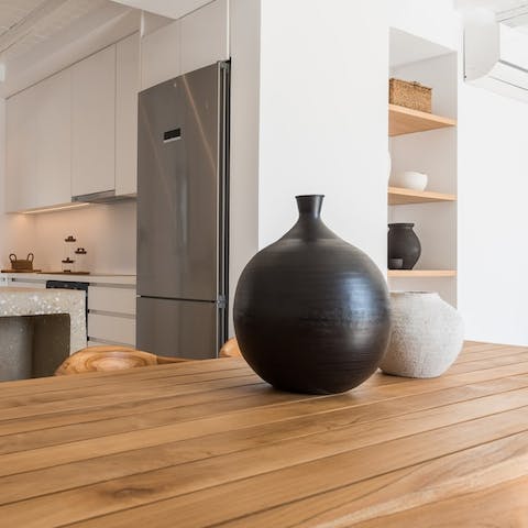 Prepare a bite to eat in the stylish interior