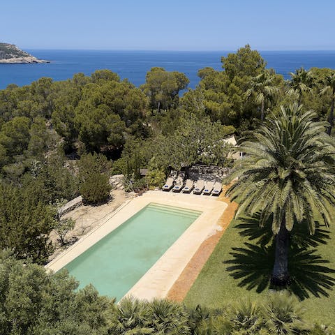 Cool off in the sparkling swimming pool when the temperature rises