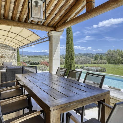 Graze and play cards under the shade of the outdoor terrace