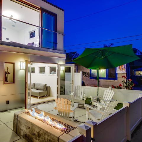 Gather beside the fire pit to share stories after dark