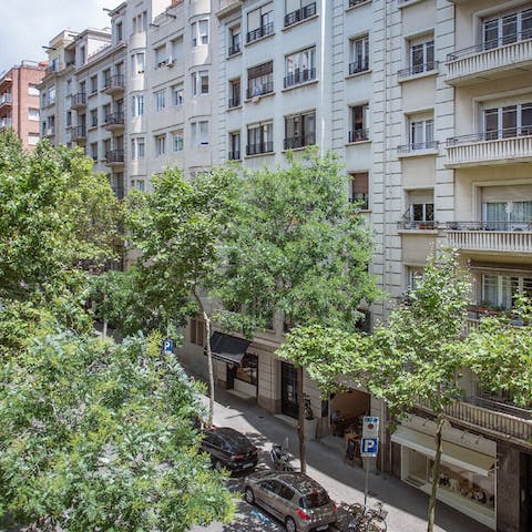 Take in the hustle and bustle from the Juliet balcony