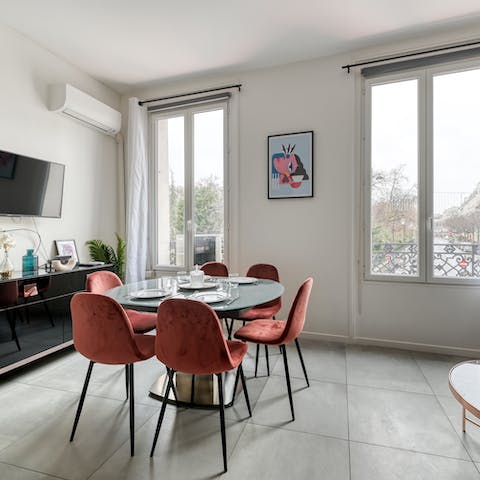 Serve up relaxed meals in the stylish dining area