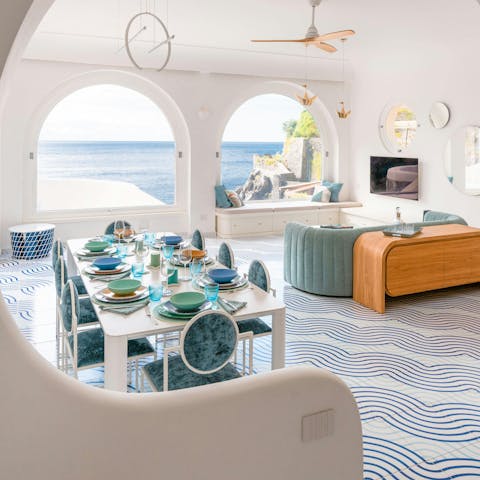 Enjoy incredible sea views while dining at home