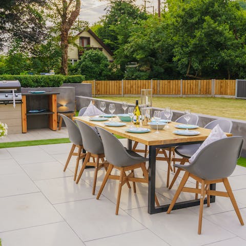 Experience the magic of outdoor living with freshly prepared meals in the garden