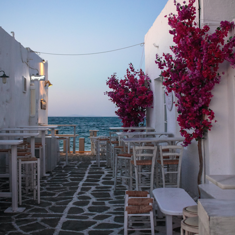 Wander down to Parikia in forty-five minutes and reward yourself with a cocktail at a seafront bar