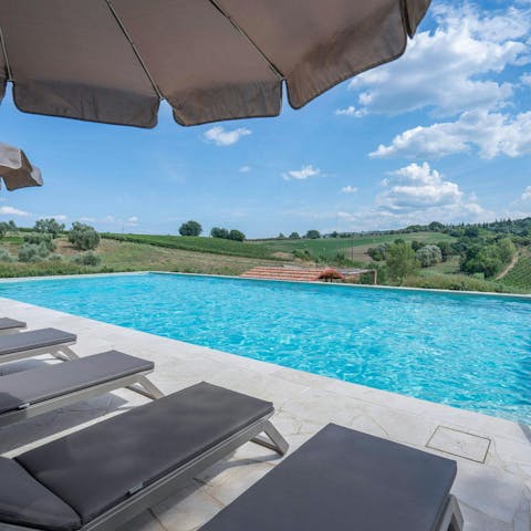 Dive into the heated, shared pool