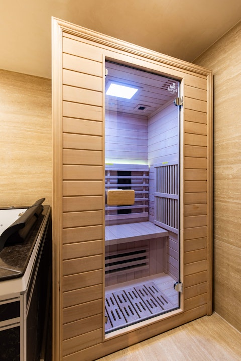 Sweat it out in the cedar sauna after a long day in Paris