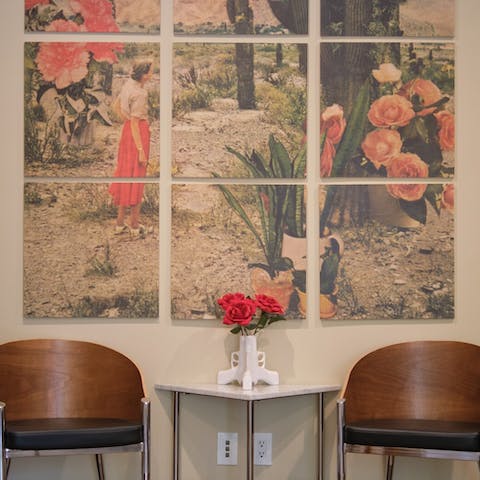 Enjoy a peaceful moment under the desert bloom print