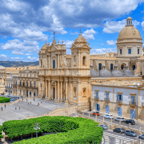 Take a scenic drive to picturesque Noto, a town of honey-coloured baroque buildings