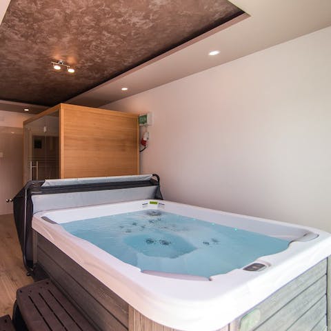Soak in the house jacuzzi