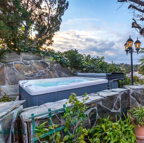Treat yourself to a soak in the hot tub