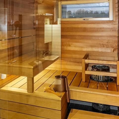 Unwind in the private sauna