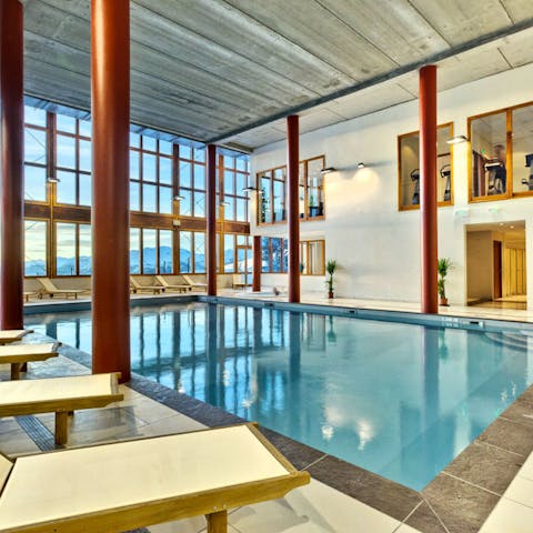 Take a dip in the shared swimming pool