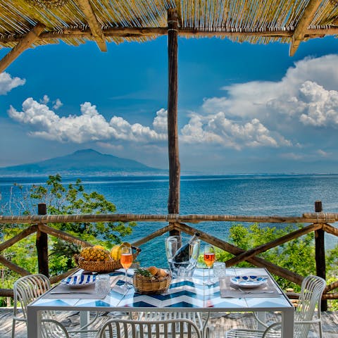 Enjoy long, alfresco lunches under the shaded terrace with sea views