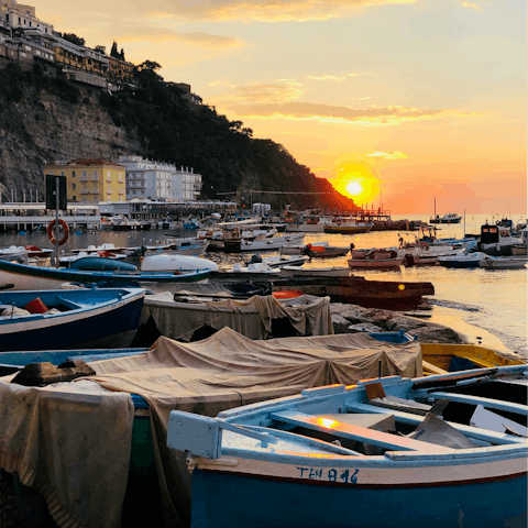 Discover Sorrento's old town and charming port, thirty-minute drive away