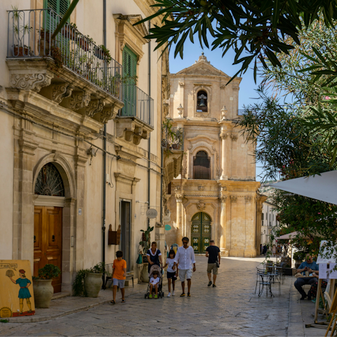 Explore the winding streets of historic Scicli – a twenty-minute walk away