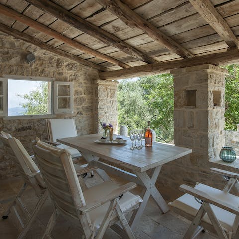 Gather together for shaded alfresco lunches and glass of local wine