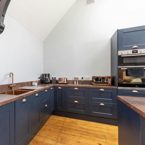 Cook a Sunday roast in the well-equipped kitchen
