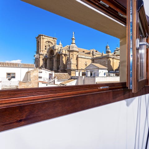Feel inspired by penthouse views of Granada Cathedral