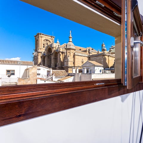 Feel inspired by penthouse views of Granada Cathedral