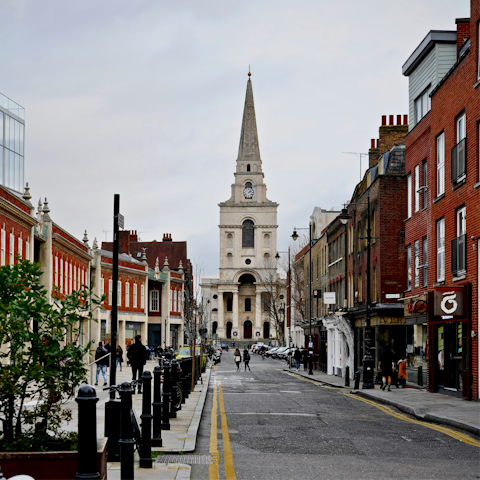 Stroll around Spitalfields Market, a twenty-minute walk away