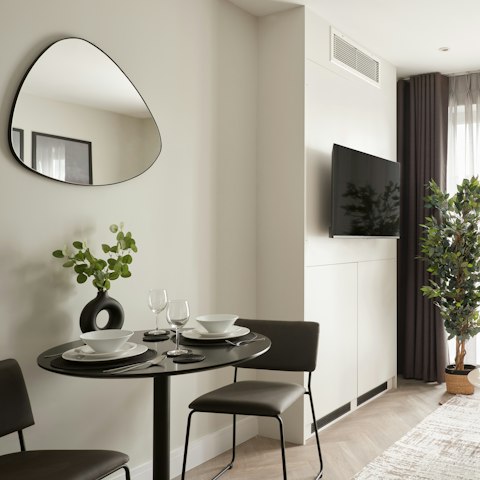 Use the dining table as a desk when you need to work from home
