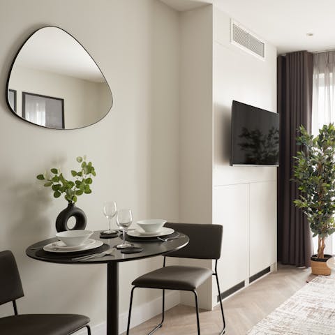 Use the dining table as a desk when you need to work from home