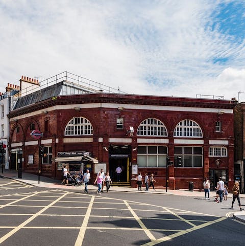 Walk for three minutes and hop on the tube to central London