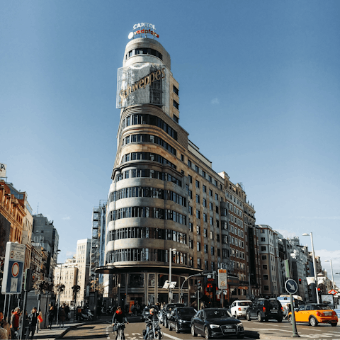 Shop along the famous Gran Vía, a short walk from the apartment