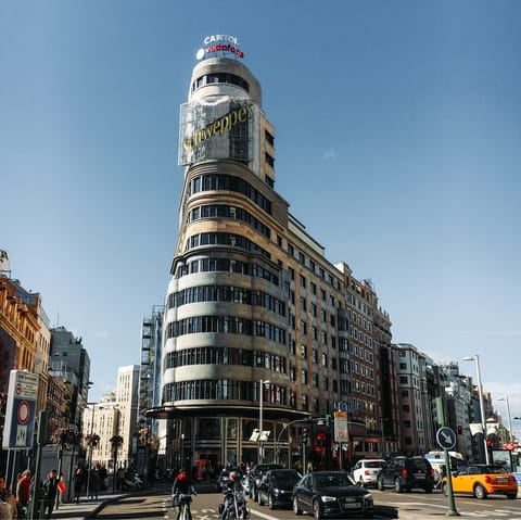 Shop along the famous Gran Vía, a short walk from the apartment