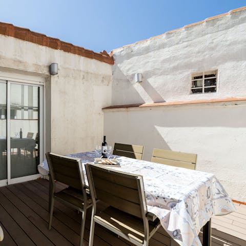 Start the morning on the terrace with Spanish pastries and coffee