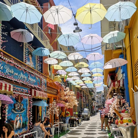 Enjoy stroll along the pretty Pittaki Street, a fifteen-minute metro ride away